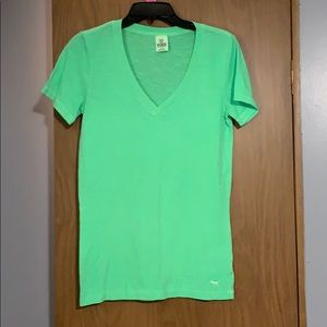 PINK Victoria’s Secret bright green v neck top